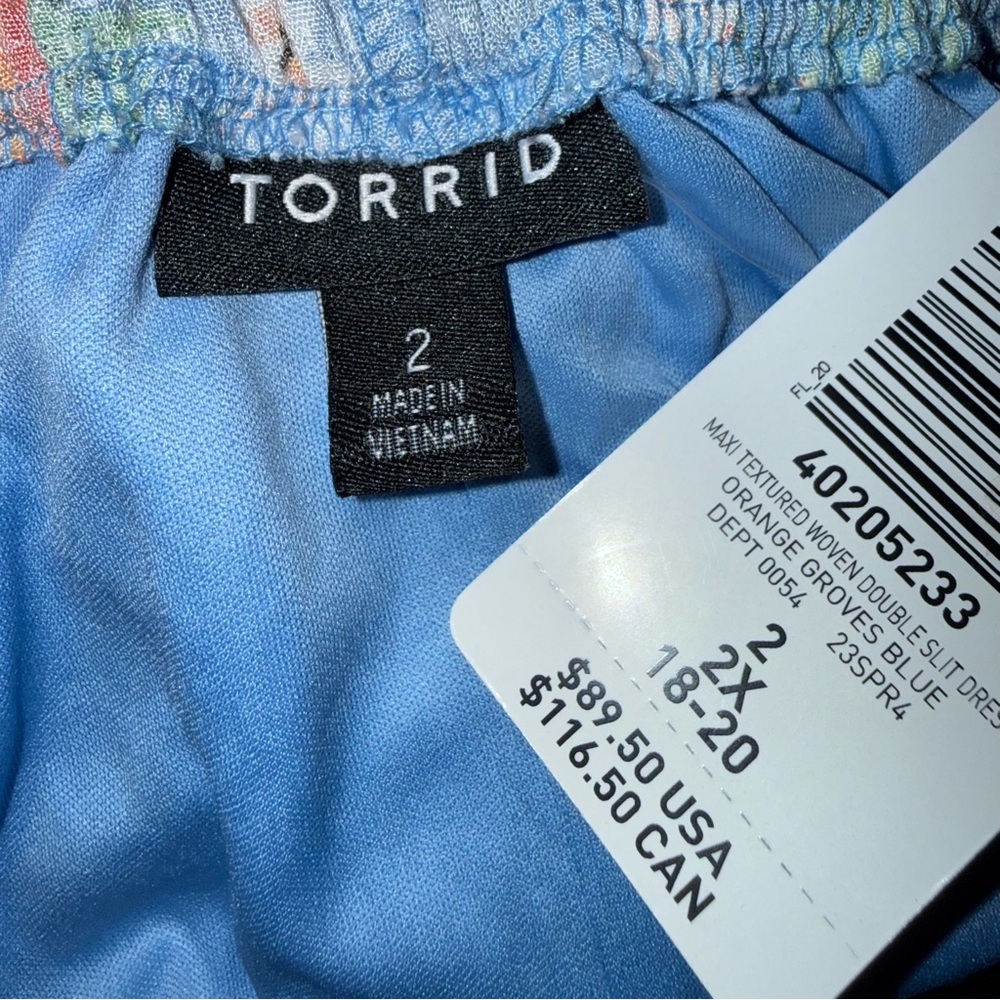 Torrid Maxi Textured Woven Double Slit Dress Orange Groves Blue NWT Size 2 18/20 - Picture 2 of 6